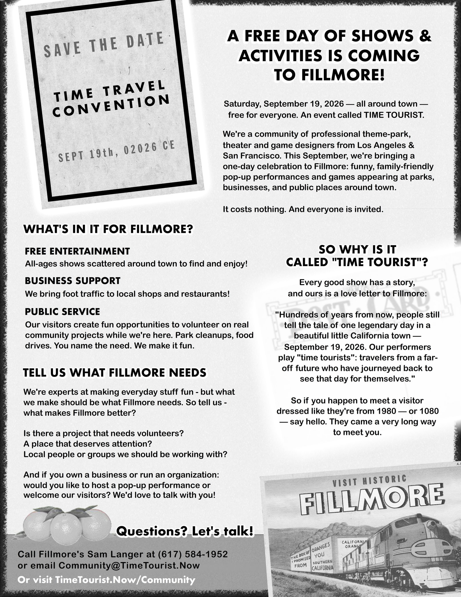 Time Tourist one-sheet — click to download printable PDF